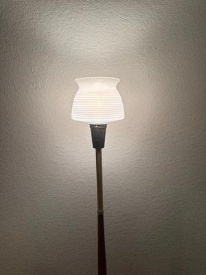 Vintage Floor Lamp w/ Ribbed Frosted Glass Shade