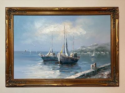 Large Original Oil Painting in Gilt Frame Signed “Rogers”