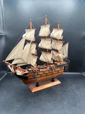 Wooden HMS Victory Model Ship British Royal Navy Nautical Decor on Display Stand