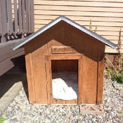 Wooden Dog House

-Roof is Shingled -Annie name plate above entry -Has old dog bed inside

-39