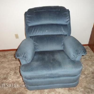Blue La-Z-Boy Recliner

-Over all chair looks good -Needs some cleaning as a pet loved to sit in the chair -Corduroy fabric -No rips or...