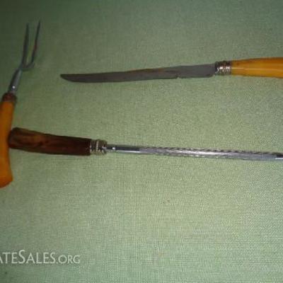 Vintage Washington Forge Stainless Knife, Carving tool & Knife Sharpener

-Bakelite handles -Carving set