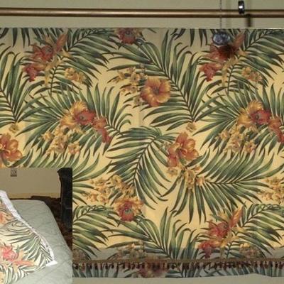 Floral & Palm Leaf Custom Made Window Shade and Bed Skirt