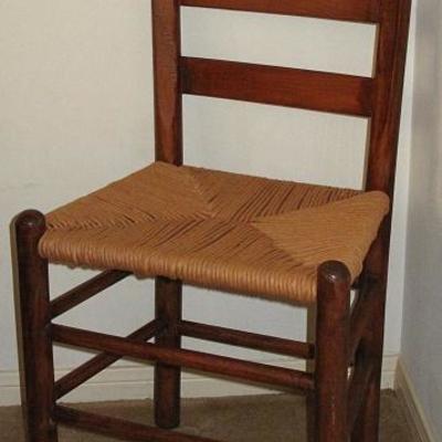 Antique Rush Seat Ladder Back Kitchen Chair