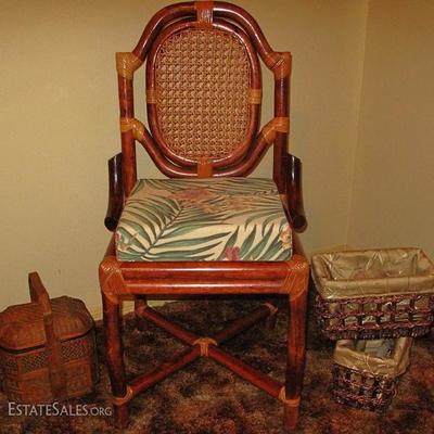Vintage Rattan Oriental Style Side Chair