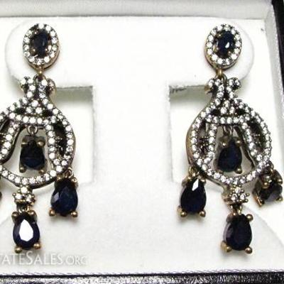 Custom Sterling Pierced Earrings with Turkish Sapphires