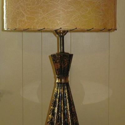 Mid-century black and gold ceramic lamp