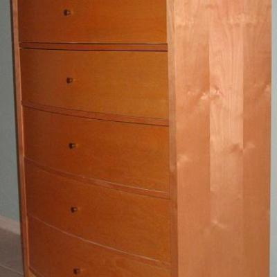 Palliser Furniture Mfg. Canada Mid-Century Style Natural Finish 6-drawer Highboy Chest with White Glass Top.  1 of 2 Shown
