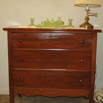 Antique Sold Wood 3-drawer Chest