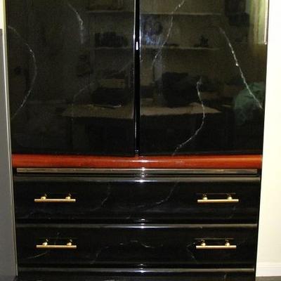Black Lacquer Style 3-Drawer Armoire