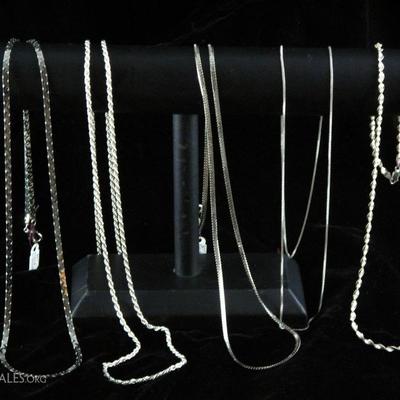 Collection of Sterling Silver Chain Necklaces