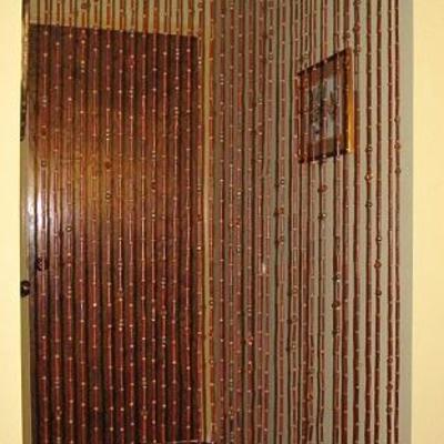 Vintage Mid-Century Wood Bead Door Curtain