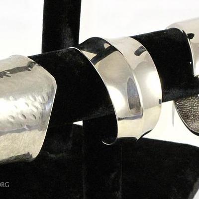 Collection Of Silvertone Cuff Bracelets 