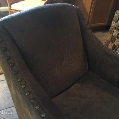 Highback chair suede with nail heads. needs some cleaning. 65.00 o.b.o.