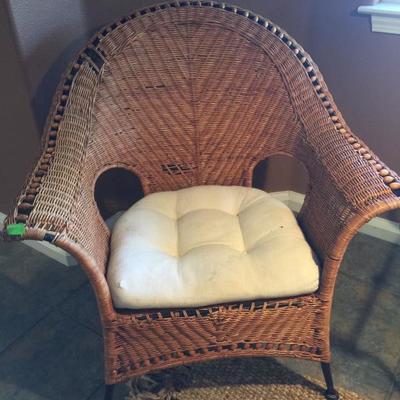 Woven chair 25.00, needs repair or not. Set of two.  Second one is 45.00