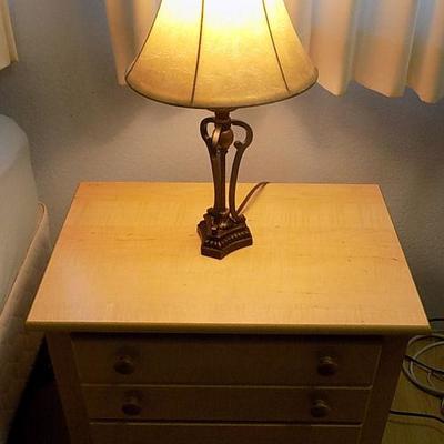 HCE059 Wooden Night Stand and Metal Lamp
