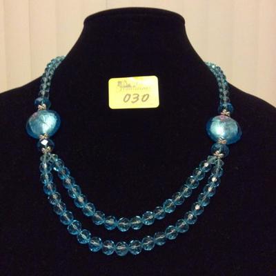 HFJ030 Crystal and Hand Blown Glass Necklace
