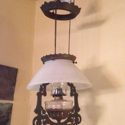 antique hanging oil lamp