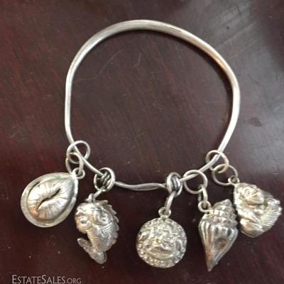 Antique Asian Silver Baby Bracelet Rattle
