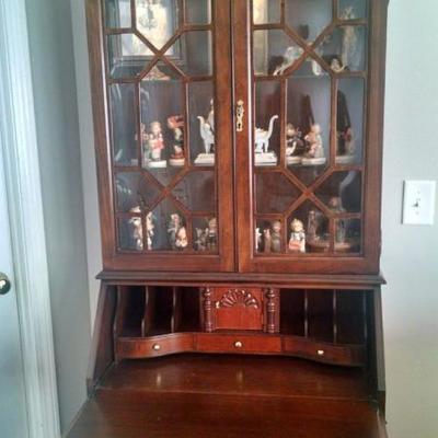 antique lighted secretary