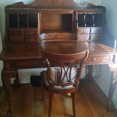 antique writing desk with chair