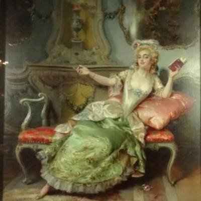 CESARE AUGUSTO DETTI ORIGINAL OIL PAINTING WITH LETTER OF ESTIMATE FROM SOTHEBY'S MILAN
