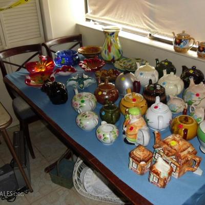 Teapots galore and vintage Murano glass ashtrays 