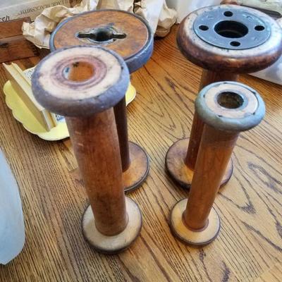 19th century spools, good for use as candleholders