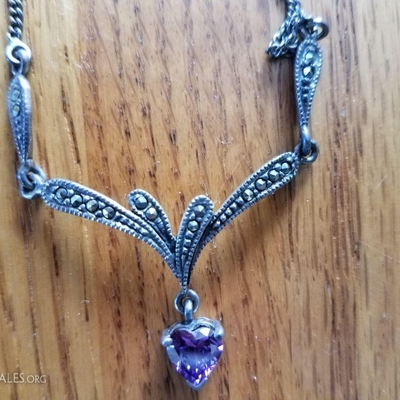 Marcasite and amethyst necklace
