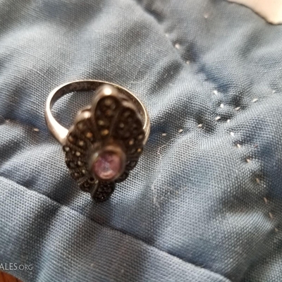 Marcasite and amethyst ring