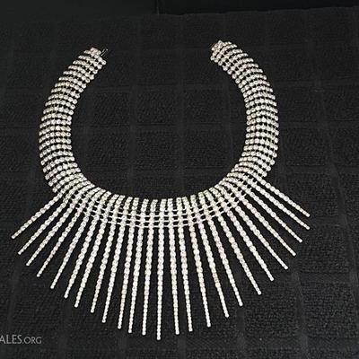 Deco style sun ray crystal necklace sparkles like the stars.  