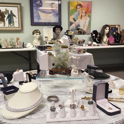 One of many tables in the jewelry room