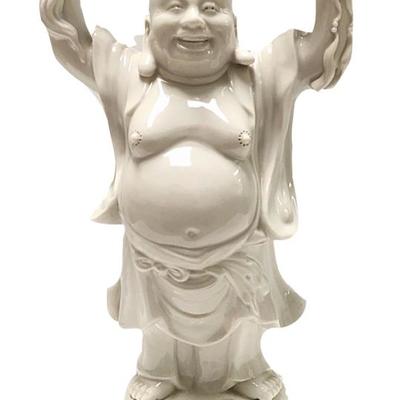 Blanc-de-chine happy Buddha, holding pearls of wisdom
