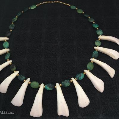 One of two buffalo teeth necklaces