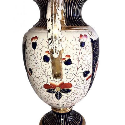 Side view of antique Imari-motif urn
