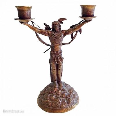 Bronze candelabra entitled Keeper of the Flame by Clay Pryerton for Noble Collection