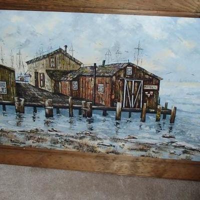 Original painting by local artist, Vasile.  This beautiful pictures incorporates wood and other materials within the scene to create a...