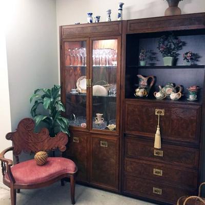 Petite Victorian Loveseat with Wall Unit