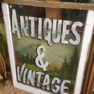 Antiques & Vintage Window Sign