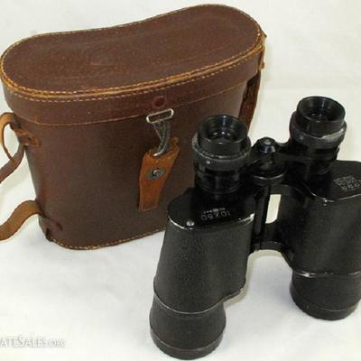 Omega Vintage 10 X 50 Field Binoculars #43994 in Original Leather Case 