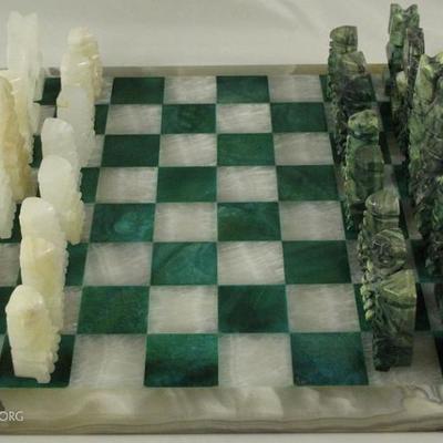 Vintage Marble, Malachite and Alabaster Chess Board (14