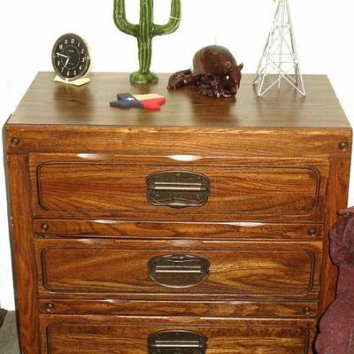 3-Drawer Lowboy Chest with recessed brass drawer pulls