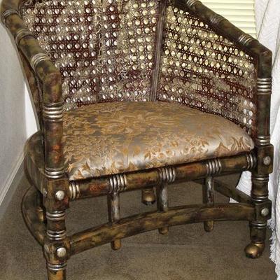 Vintage (1980's) Cane Back Mahogany (has been painted) Barrel Chair 