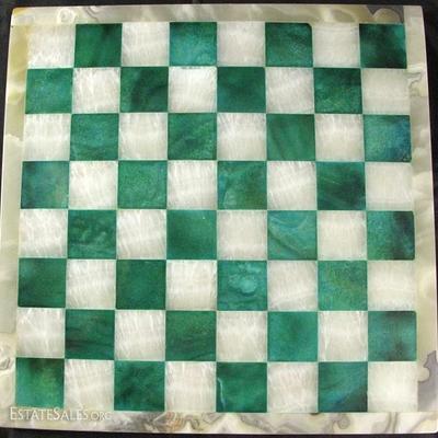 Photo of the Vintage Marble, Malachite and Alabaster Chess Board (14