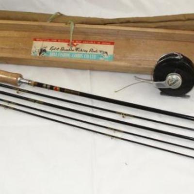 Arai Fishing Good Company Rod in Original Wood Box with Augus Bag and Ocean City Fly #90 Automatic Reel in Original Box