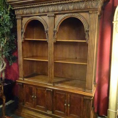 NEOCLASSICAL HAND CARVED WOOD BOOKCASE