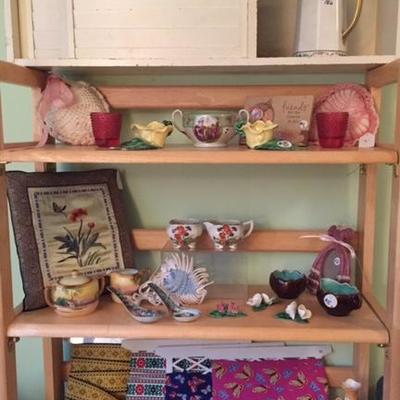 Small Louvered Cabinet, Trims and Vintage Ceramics