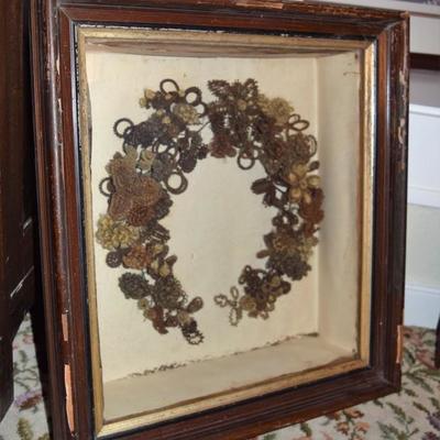Antique Memorial Hair Wreath - Hand made