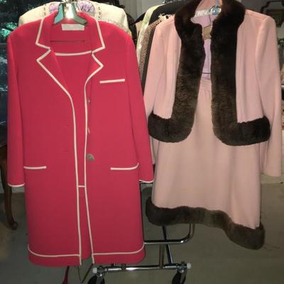 Valentino wool dress and coat, couture wool suit with mink trim