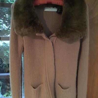 Wool and fur trim cardigan